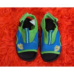 SwimSchool Blue Lime Green Unisex Velcro Water Sandals Shoes Toddler 5/6